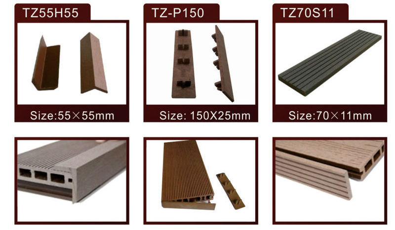 L shape corner trims wpc wood decking board easy installation accessories edge trim end siding cover floor skirting for decking