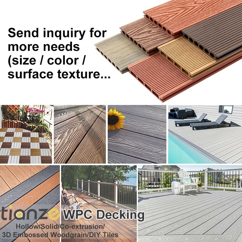 Composite wood plastic decking tiles board plank outdoor terrace patio teak smooth exterior wpc decking brushed panel flooring