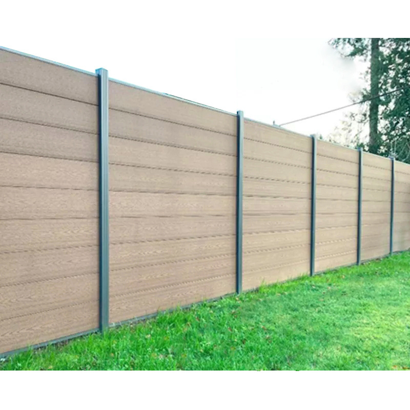 Home yard safety rustic minimalist luxury european fence panel wood plastic composite recycled metal aluminum post wpc fence set