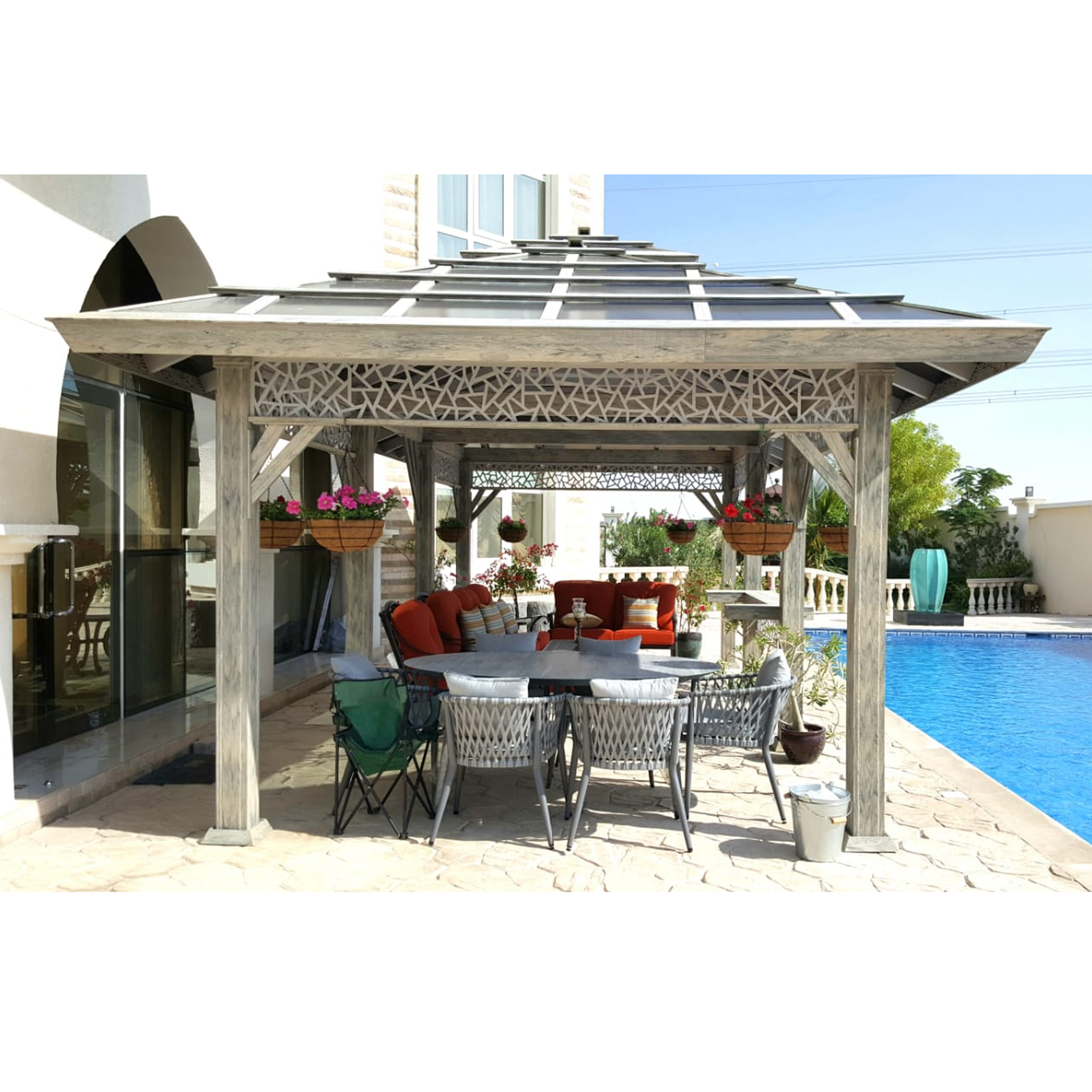 Waterproof wood plastic composite gazebo wpc outdoor pavilion waterproof patio garden wpc gazebo price