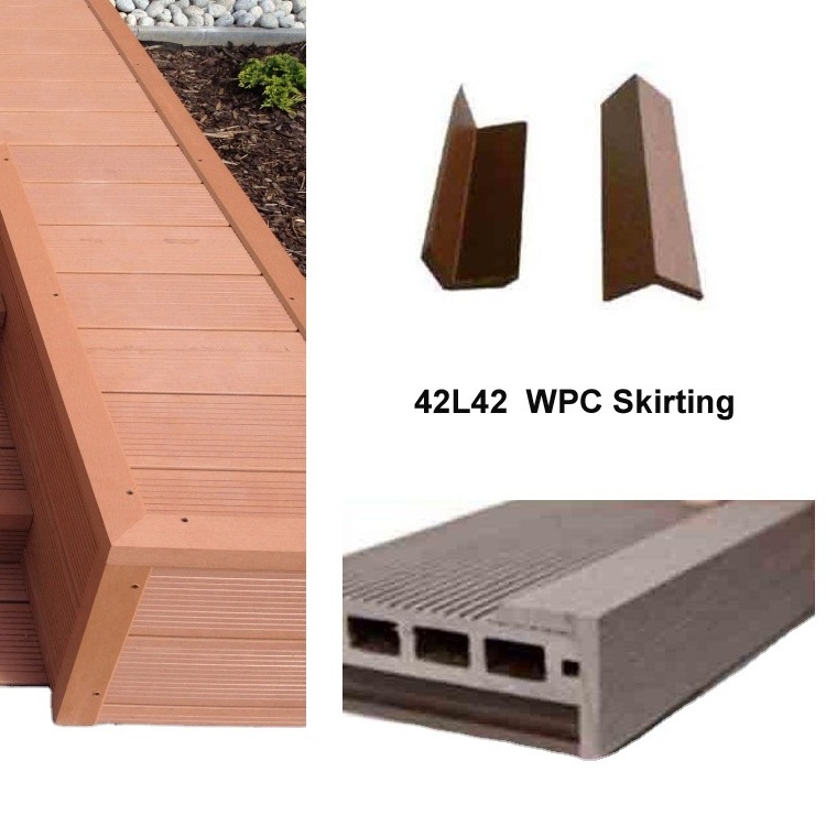 L shape corner trims wpc wood decking board easy installation accessories edge trim end siding cover floor skirting for decking