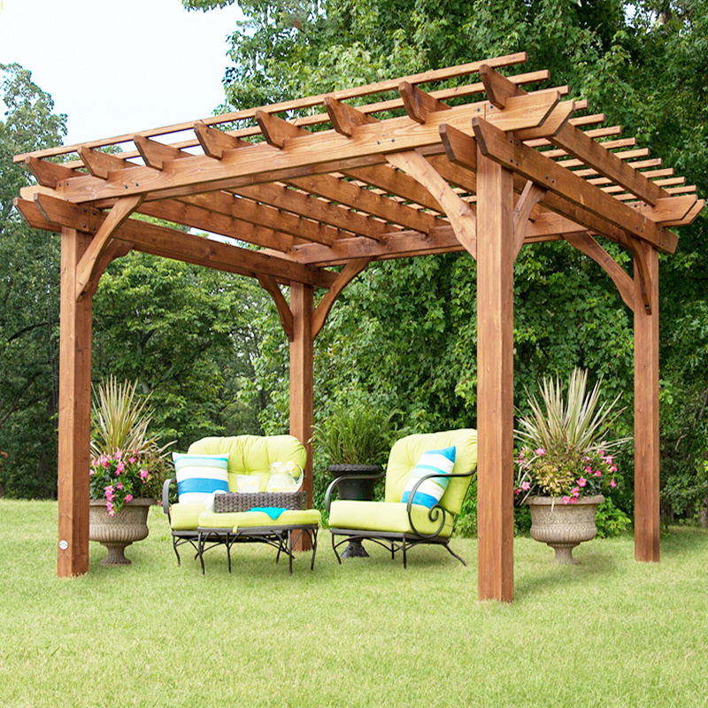 Waterproof wpc composite lourve garage wood pavilion gazebo pergola carport wpc pergola set kit