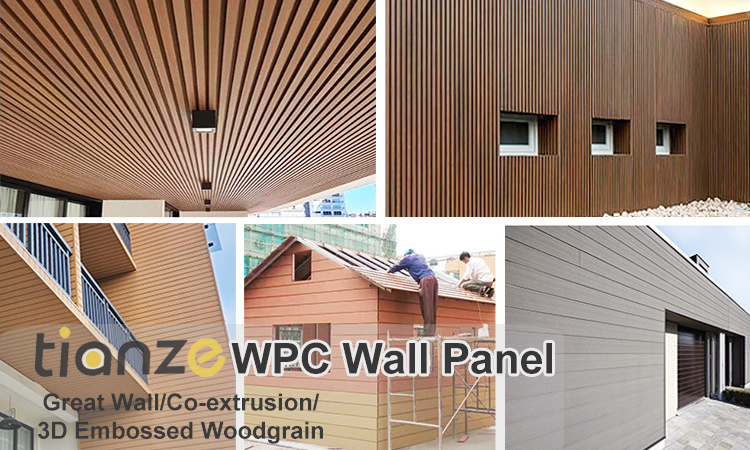 Outdoor modern wood plastic composite ceiling tiles exterior wall panels decorative wpc cladding panels board for house