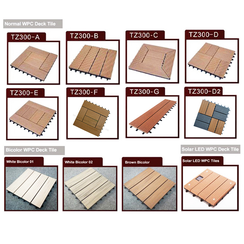 Outdoor exterior home garden cheap WPC DIY interlocking wood plastic composite floor deck tiles