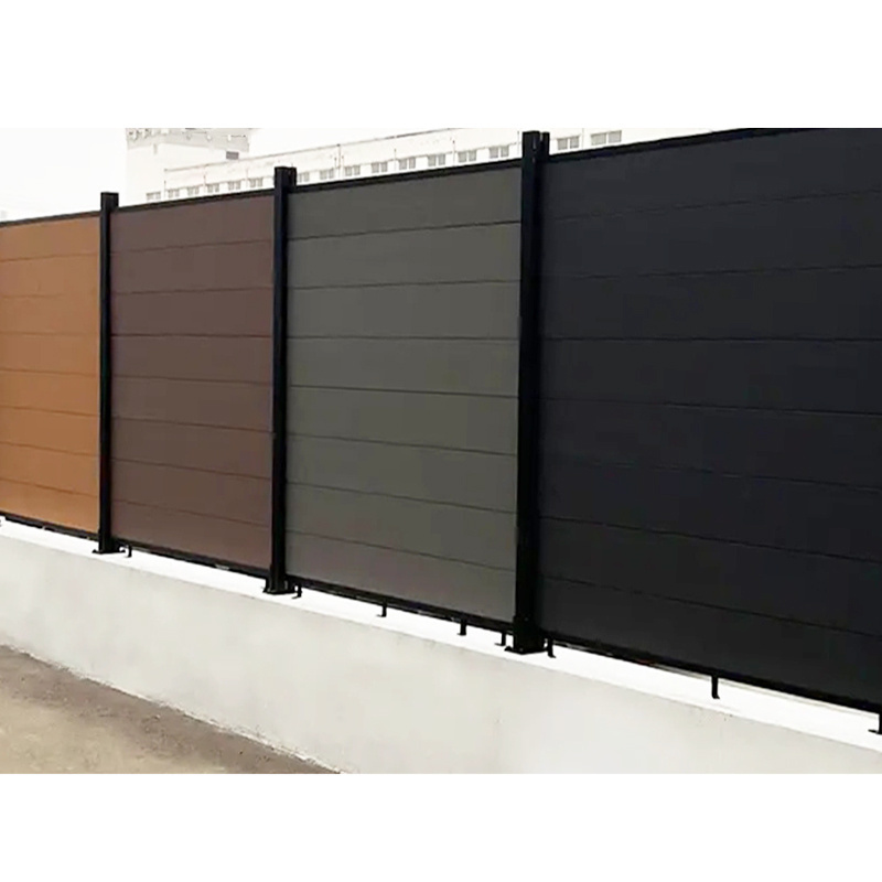 Garden home decorative gate door wood plastic composite board fencing privacy modern classic zaun wpc fence panel aluminum post