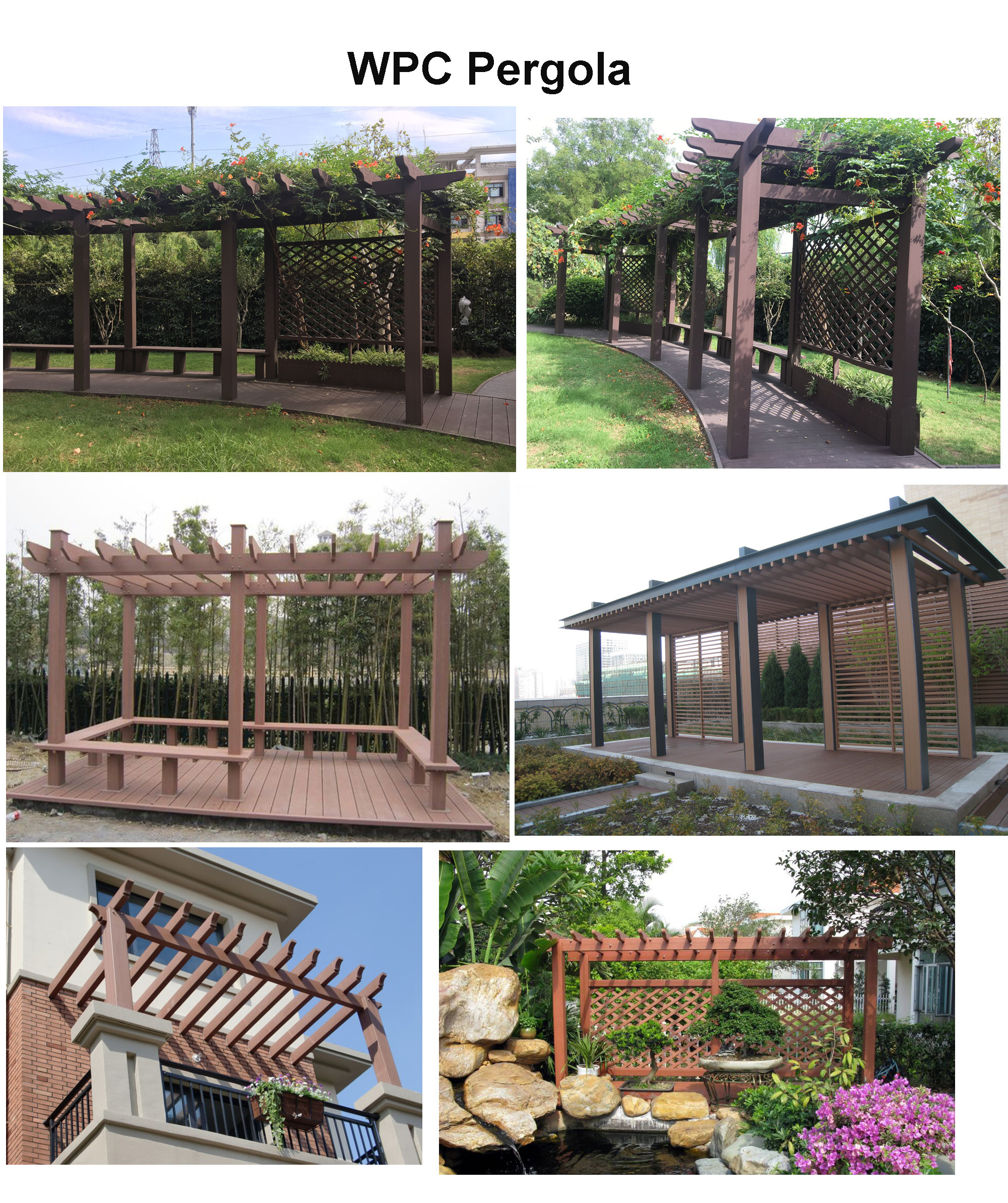 Easy Installation Composite pergola Outdoor Anti-uv WPC garden pavilion gazebo