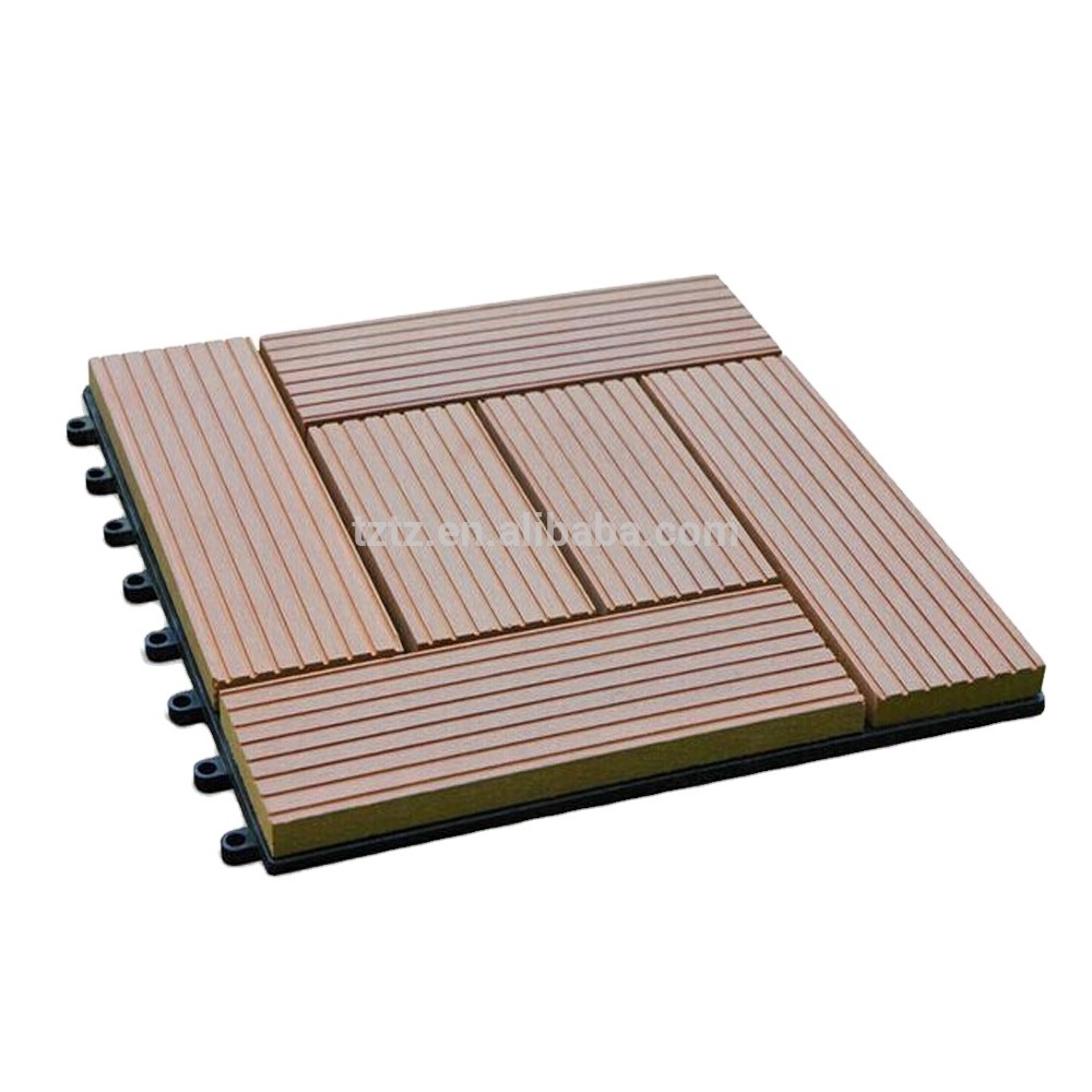 Outdoor exterior home garden cheap WPC DIY interlocking wood plastic composite floor deck tiles