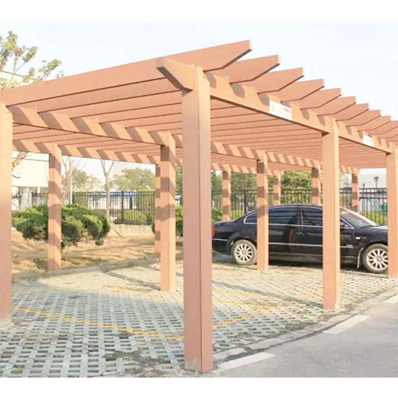 Waterproof wpc composite lourve garage wood pavilion gazebo pergola carport wpc pergola set kit