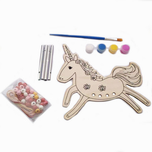 Valentine's Day Gifts for Kids Unicorns Wind Chime Wooden Arts and Crafts for Girls Boys DIY WithPainting Tools beads Windchimes