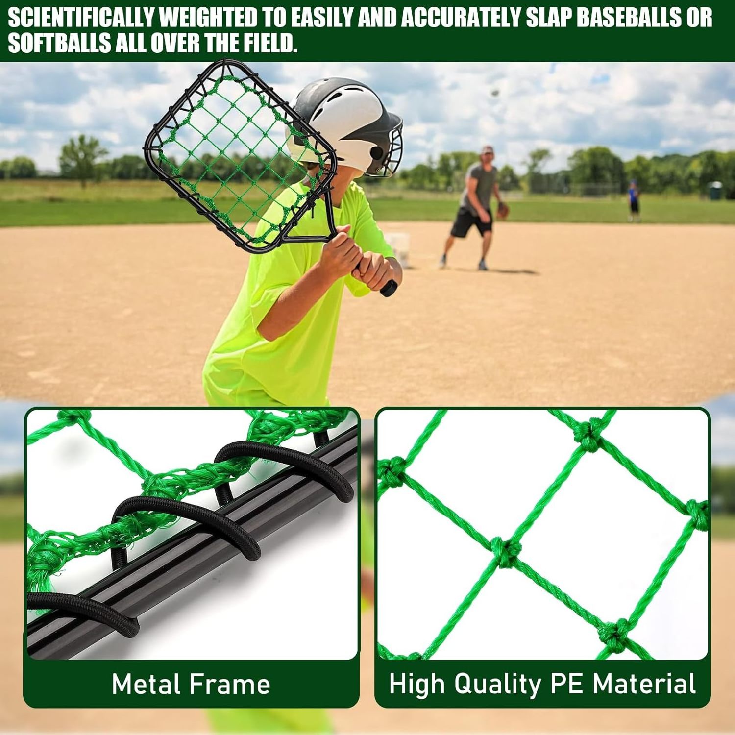 Iron Frame Baseball Racket for Fly Balls Trainer Fungo Training Bat for Parents Coaches Practice Hitting Grounders Pop Flies