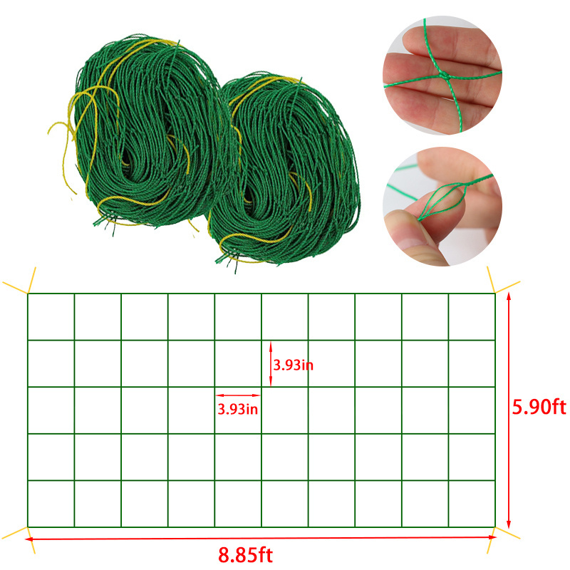 Different Size Polyethylene PE Green Knot Garden Net Plant climbing support net Wholesale Bean Plant Climbing Grow Fence Net