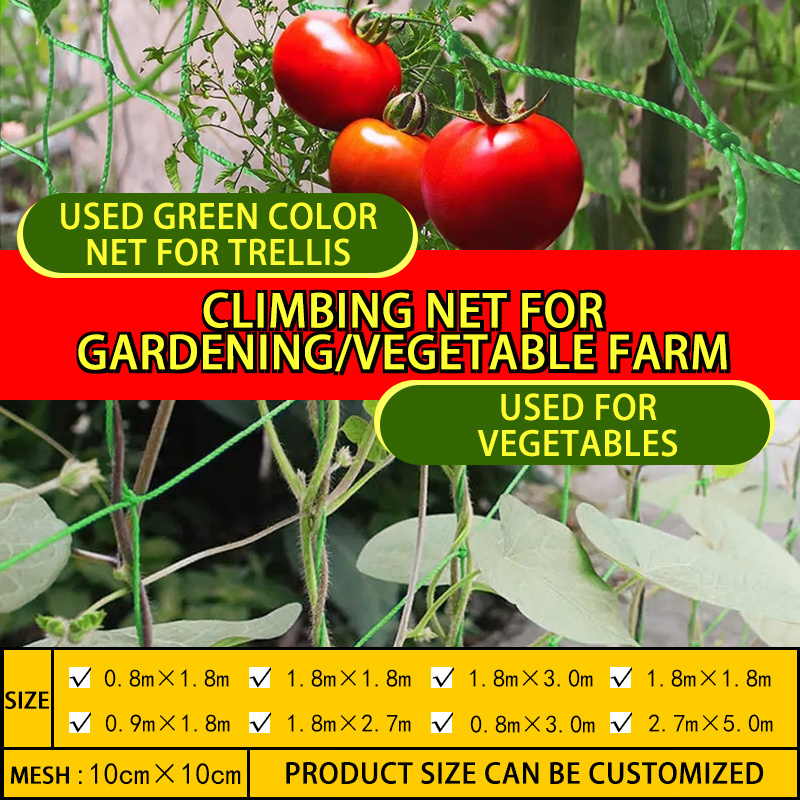 Different Size Polyethylene PE Green Knot Garden Net Plant climbing support net Wholesale Bean Plant Climbing Grow Fence Net