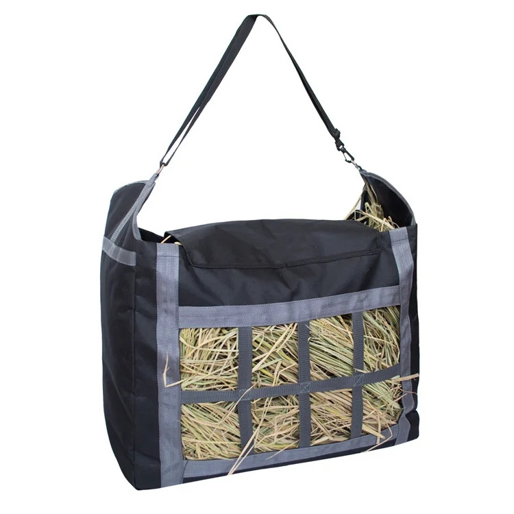 portable large durable light cheap new slow feeder rabbit round carry poly pvc hay tote bale bags net for horses