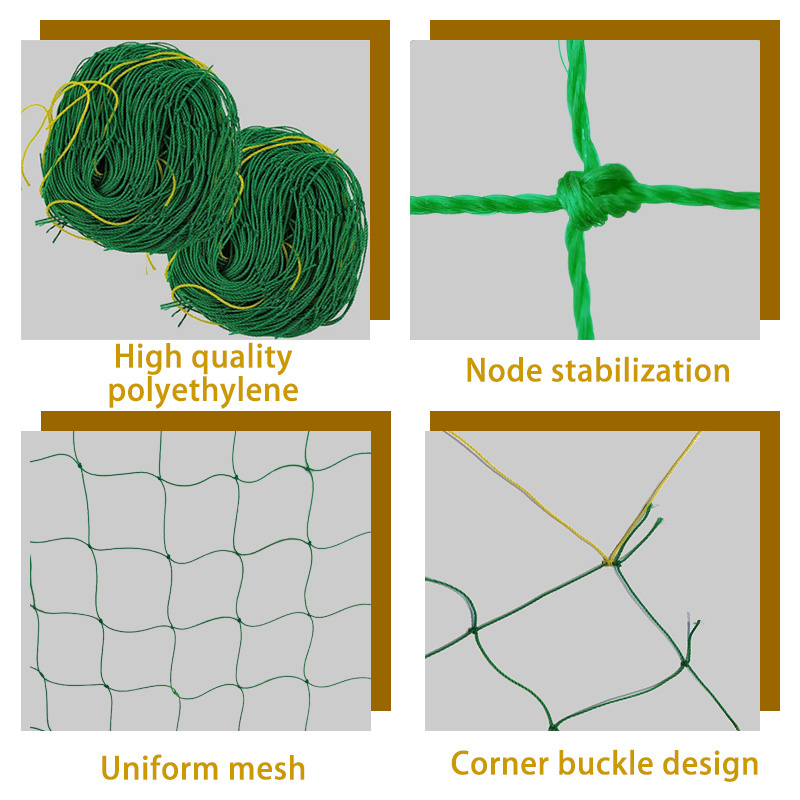 Different Size Polyethylene PE Green Knot Garden Net Plant climbing support net Wholesale Bean Plant Climbing Grow Fence Net