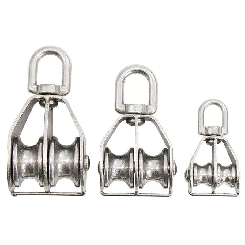 Stainless Steel Adjustable Sheave Pulley Single And Double Wheel Swivel Lifting Rope Pulley Block