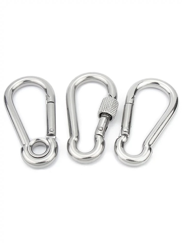 Solid Stainless Steel Gourd Shape Spring Snap Hook Stainless Steel Carabiner Snap Hook