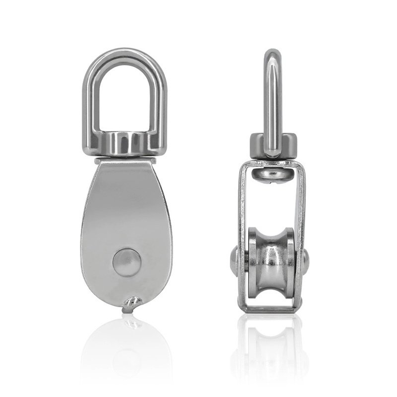 Stainless Steel Adjustable Sheave Pulley Single And Double Wheel Swivel Lifting Rope Pulley Block