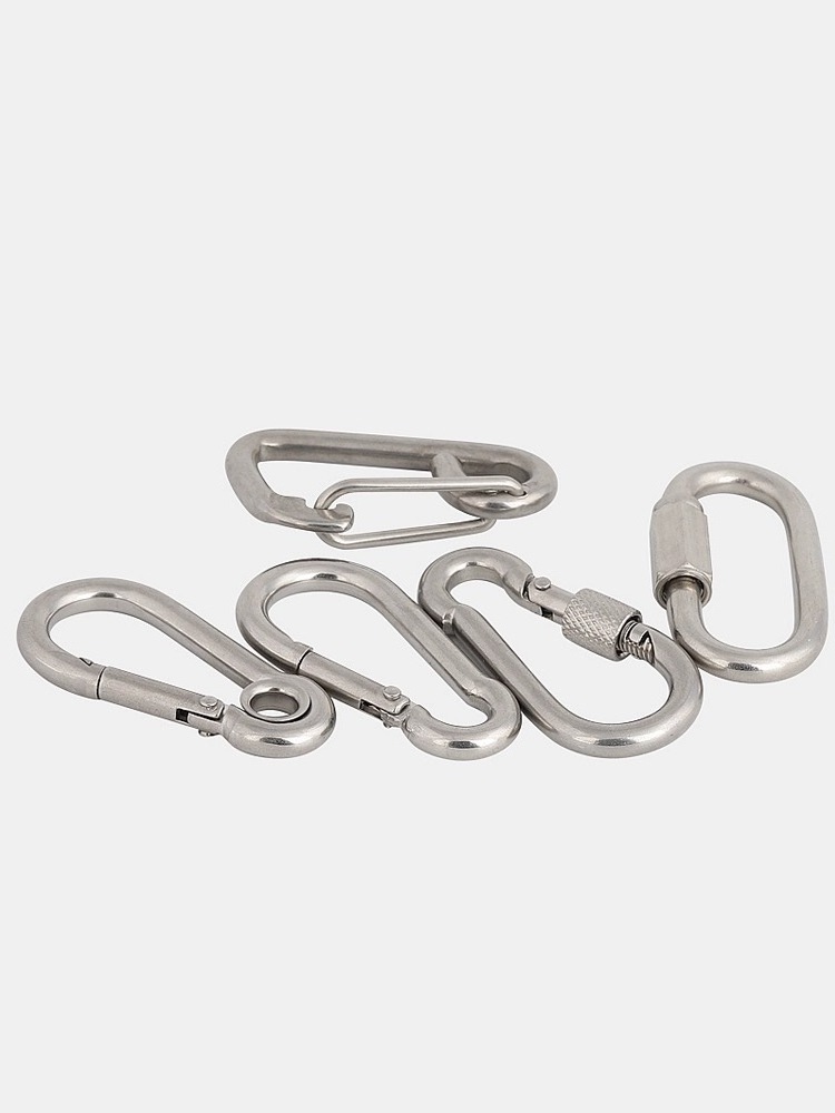 304 Stainless Steel Snap Hook Locking Gourd Shape Safety Keychain Strap Wire Gate Screw Eye Carabiner Spring Hook