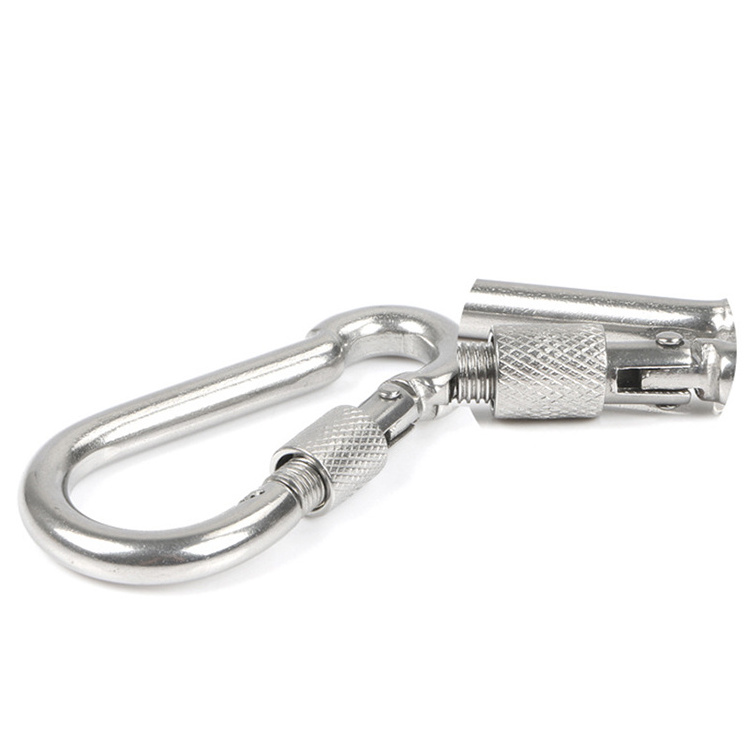 Safety Heavy Duty M4-M12 304 316 Stainless Steel Carabiner Gourd Shape Screw Spring Hook Silver Small Metal Hook