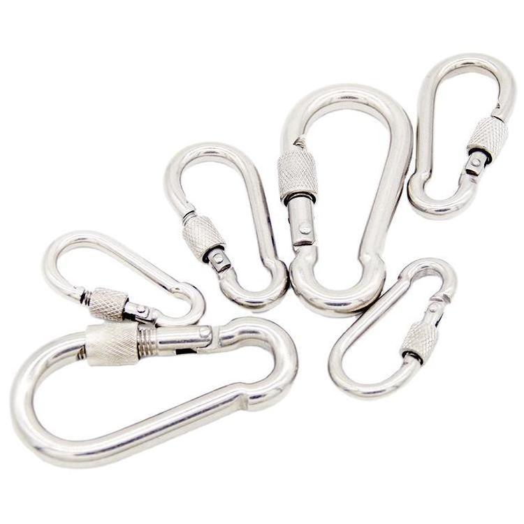 Safety Heavy Duty M4-M12 304 316 Stainless Steel Carabiner Gourd Shape Screw Spring Hook Silver Small Metal Hook