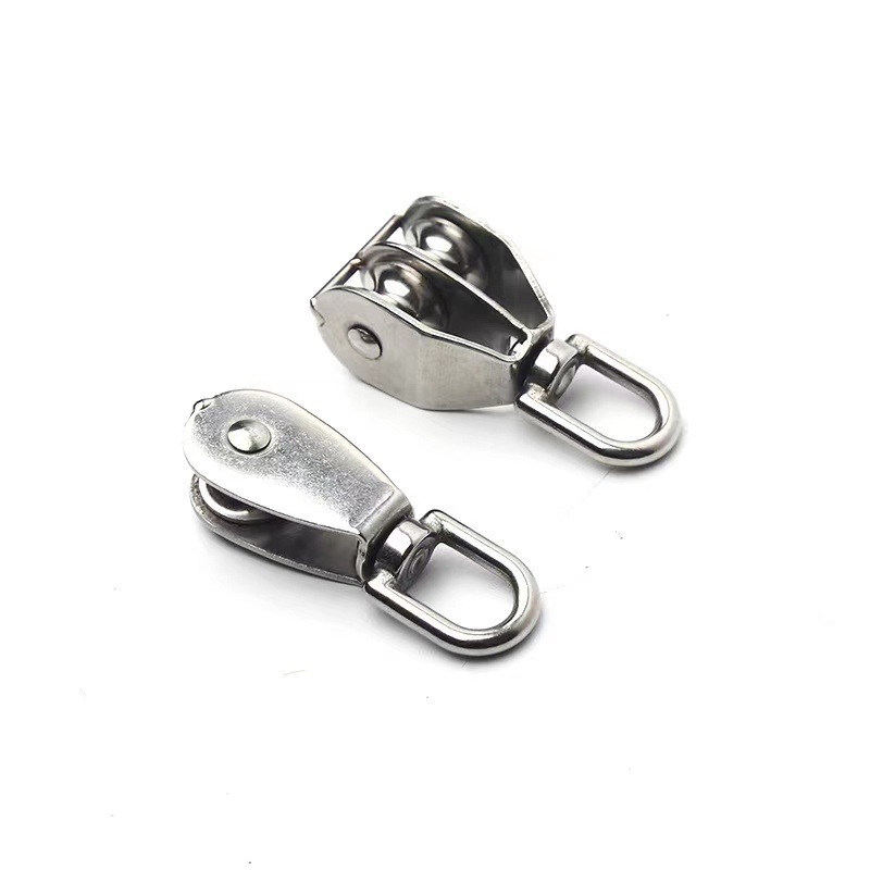 Stainless Steel Adjustable Sheave Pulley Single And Double Wheel Swivel Lifting Rope Pulley Block