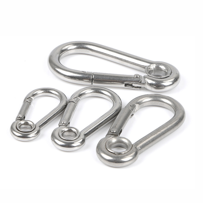 304 Stainless Steel Snap Hook Locking Gourd Shape Safety Keychain Strap Wire Gate Screw Eye Carabiner Spring Hook