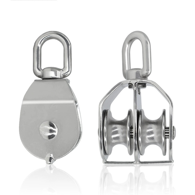 Stainless Steel Adjustable Sheave Pulley Single And Double Wheel Swivel Lifting Rope Pulley Block