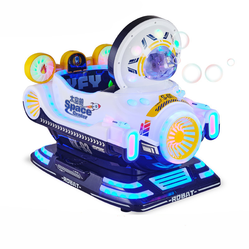 New Electric Coin Blowing Bubble Space Module Toy Car Commercial MP5 Interactive Children Swing Machine