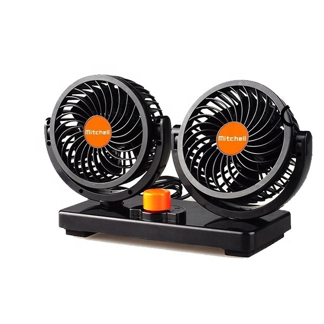 Mitchell  Hot Selling auto oscillating 24V Vehicle Fan 360 Dual low noise fan 4 inch truck cooling double electrical car fans