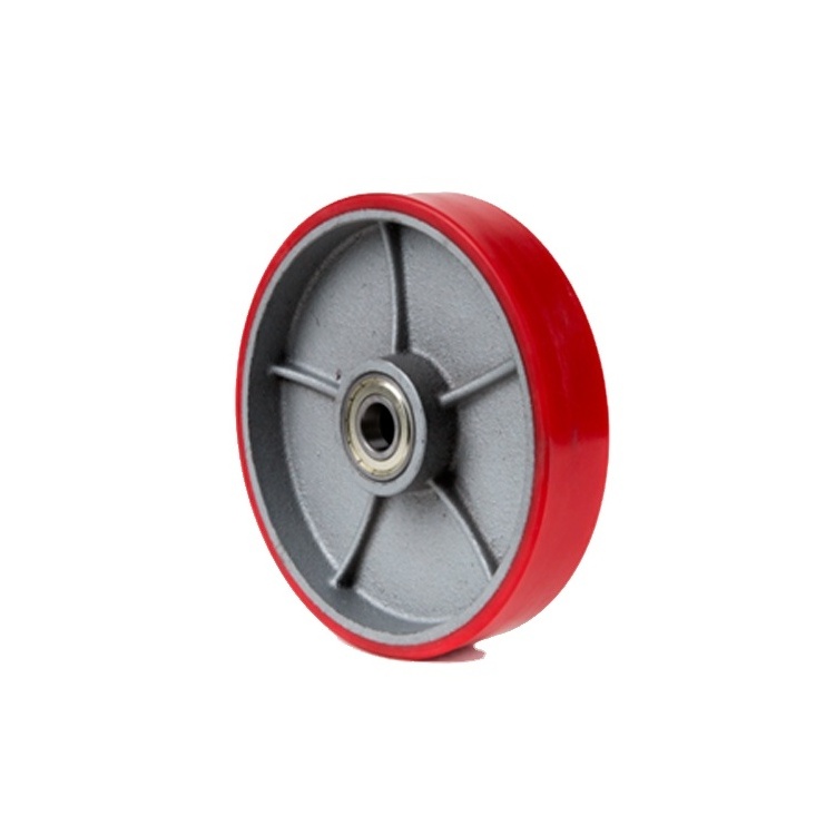 Polyurethane Wheel with Cast Iron Center Assemble Ball Bearing 200*50