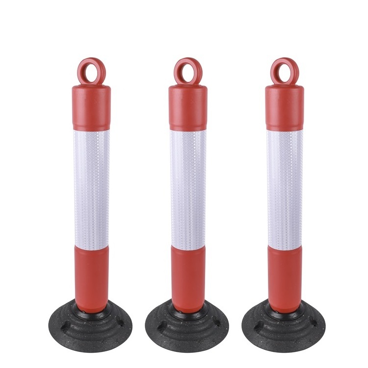 Plastic reflective flexible rebound parking barrier pole marker bollard safety traffic Delineator Warning Post with handle