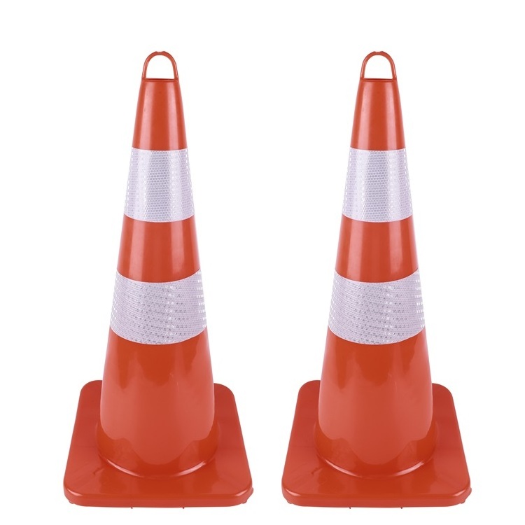 700mm Flexible Orange Reflective PVC Road Cones Handle Plastic Cones for Parking Lot