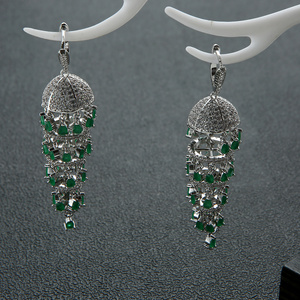 2021 Luxury  Diamond Hollow Lantern green Cute and fashionable Rain Drop Dangle earrings