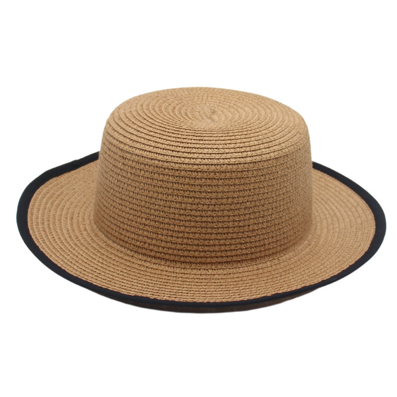 Hemming Brim French straw hat spring and summer sun protection sunshade style lady light casual straw flat top hat