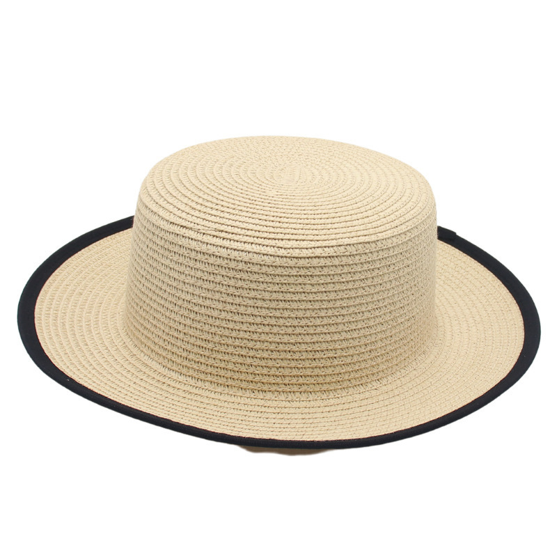 Hemming Brim French straw hat spring and summer sun protection sunshade style lady light casual straw flat top hat