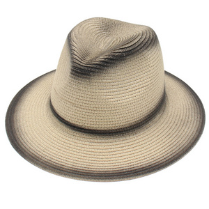 Factory customizable logo bulk personalized private label cap outdoor colored straw braid fedora Panama Fedora hat