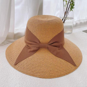 Boho Summer hat fashion women's wide brim braided sun protection bucket hat foldable outdoor travel straw hat