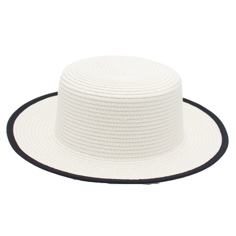 Hemming Brim French straw hat spring and summer sun protection sunshade style lady light casual straw flat top hat