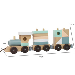 Puzzle Baby Early Education Wooden Train Set Baby Trailer Blocks Shape Matching Wooden Toy Train