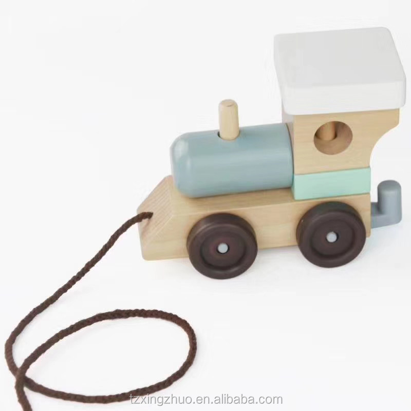 Puzzle Baby Early Education Wooden Train Set Baby Trailer Blocks Shape Matching Wooden Toy Train