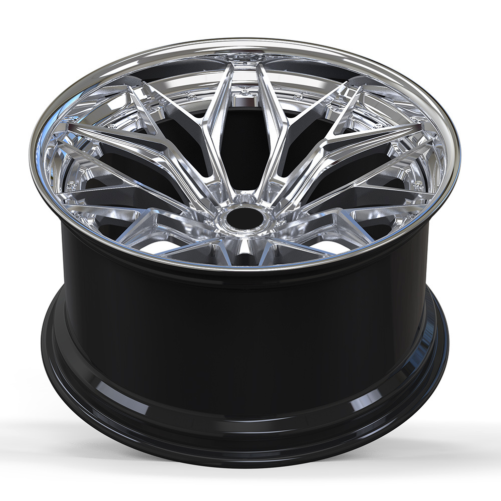 Forged 2-Piece Alloy Rim Gloss Black Polished Lip Silver Plated Face 20 Inch 5x115 Forged Wheel Rim for Dodge Hellcat