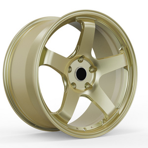 OEM Custom 17-24 Inch Bright Polished Frozen Gold Car Wheel Rims One-piece Forged Wheel 20 Inch 5x130 Wheels for Porsche 718