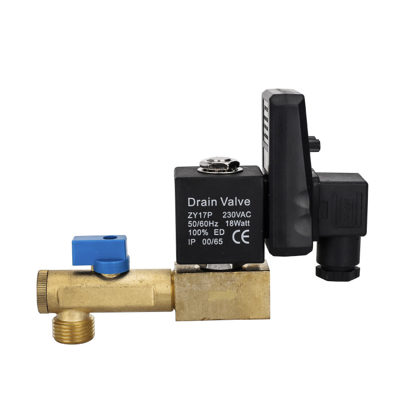 Split type air compressor electronic timing drain valve 1 / 2 inch DN15 AC110V ~ 220V / DC24V ~ 12V