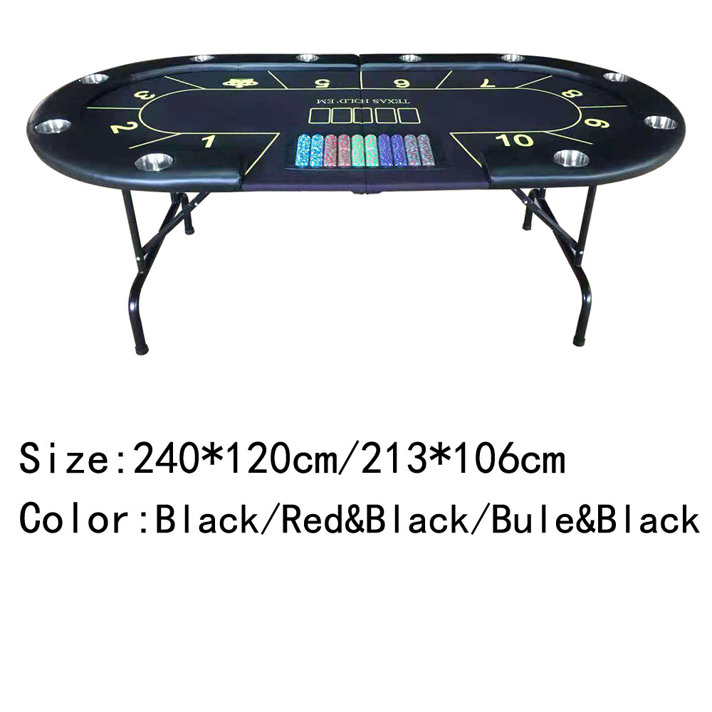 Folding Texas Hold 'em Poker Game Table with Cushioned Rail 10 Player Texas Poker Table  94*47 INCH