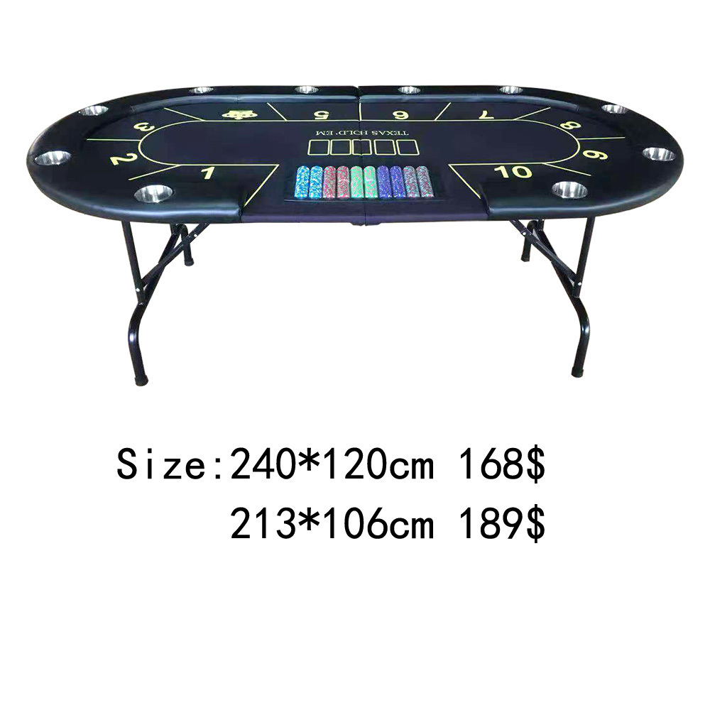 Folding Texas Hold 'em Poker Game Table with Cushioned Rail 10 Player Texas Poker Table  94*47 INCH