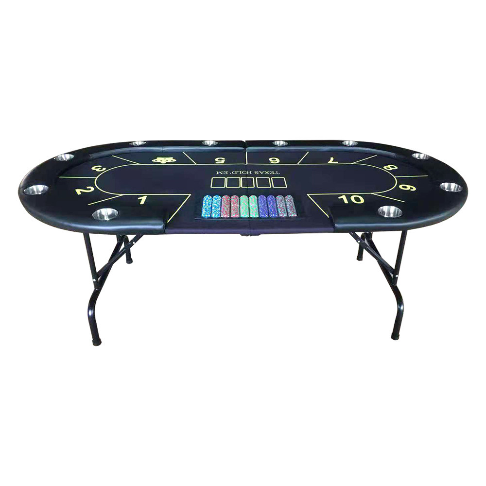 Folding Texas Hold 'em Poker Game Table with Cushioned Rail 10 Player Texas Poker Table  94*47 INCH