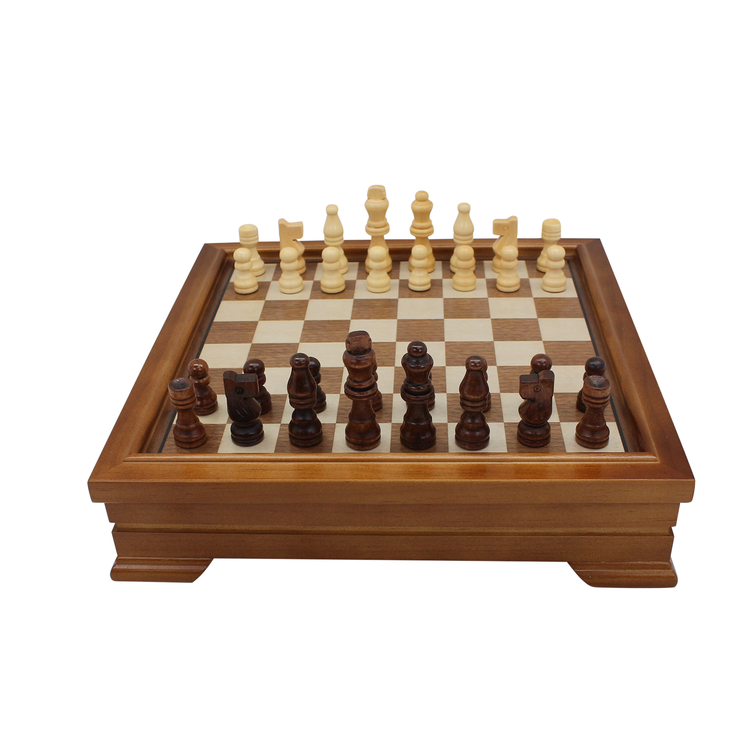 Wooden 7-in-1 Chess, Checkers, Backgammon, Dominoes, Cribbage Board, Playing Card & Poker Dice Game Combo Set