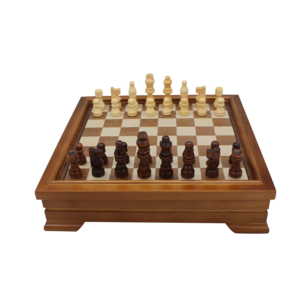 Wooden 7-in-1 Chess, Checkers, Backgammon, Dominoes, Cribbage Board, Playing Card & Poker Dice Game Combo Set