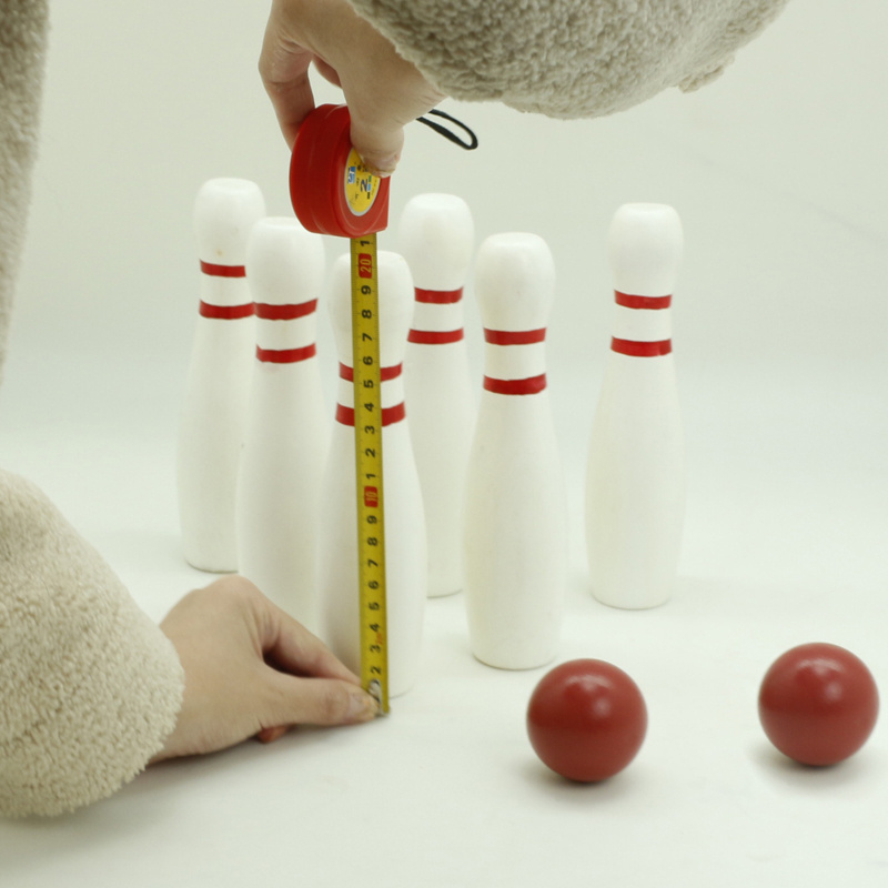 Wood Bowling Game for Adult, 2 Sets, Each Set Includes 10 Pins and 2 Balls, Durable Plastic Indoor