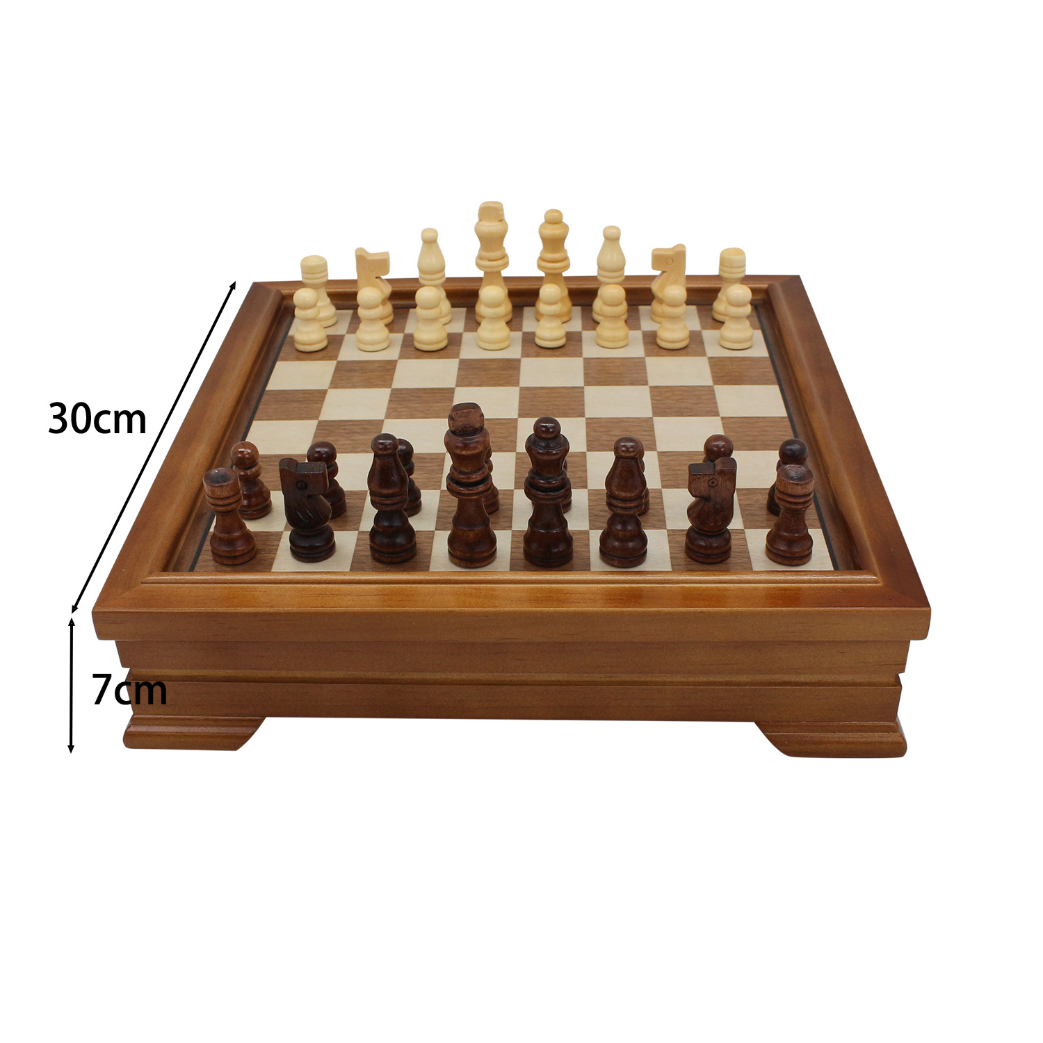 Wooden 7-in-1 Chess, Checkers, Backgammon, Dominoes, Cribbage Board, Playing Card & Poker Dice Game Combo Set